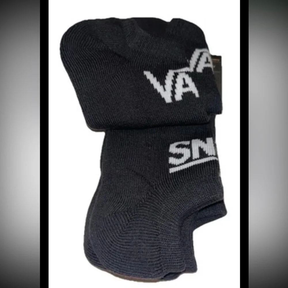 Vans Off The Wall No Show Kick Socks 3 Pair Boys 10-13.5 Black w White LogoSkate